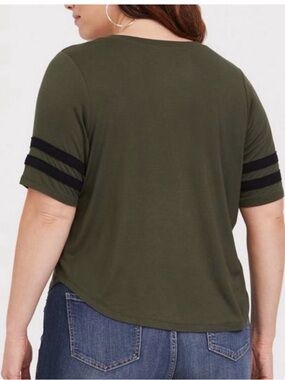 Torrid oive varisty lightweight v-neck t shirt